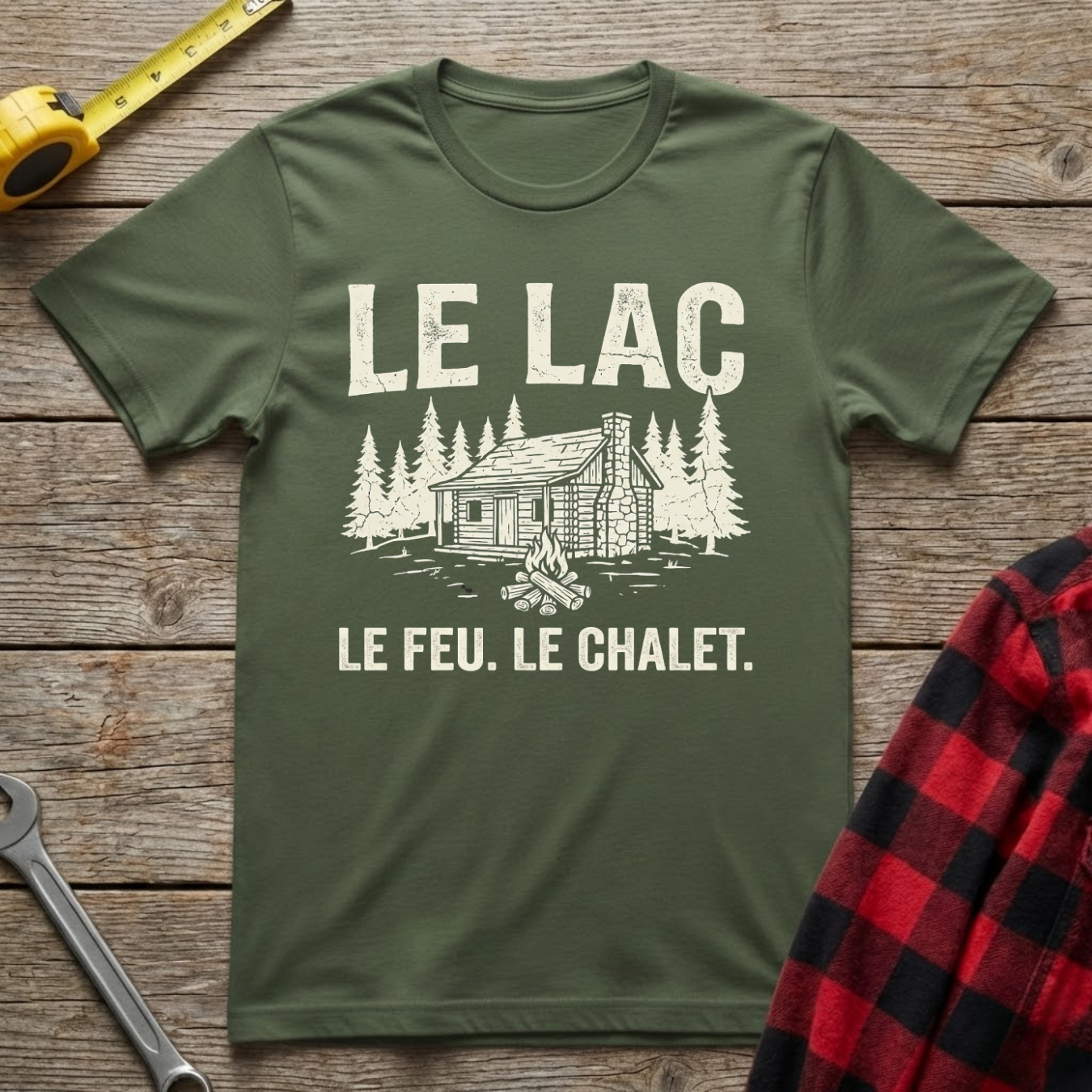 Lac, Feu, Chalet T-Shirt