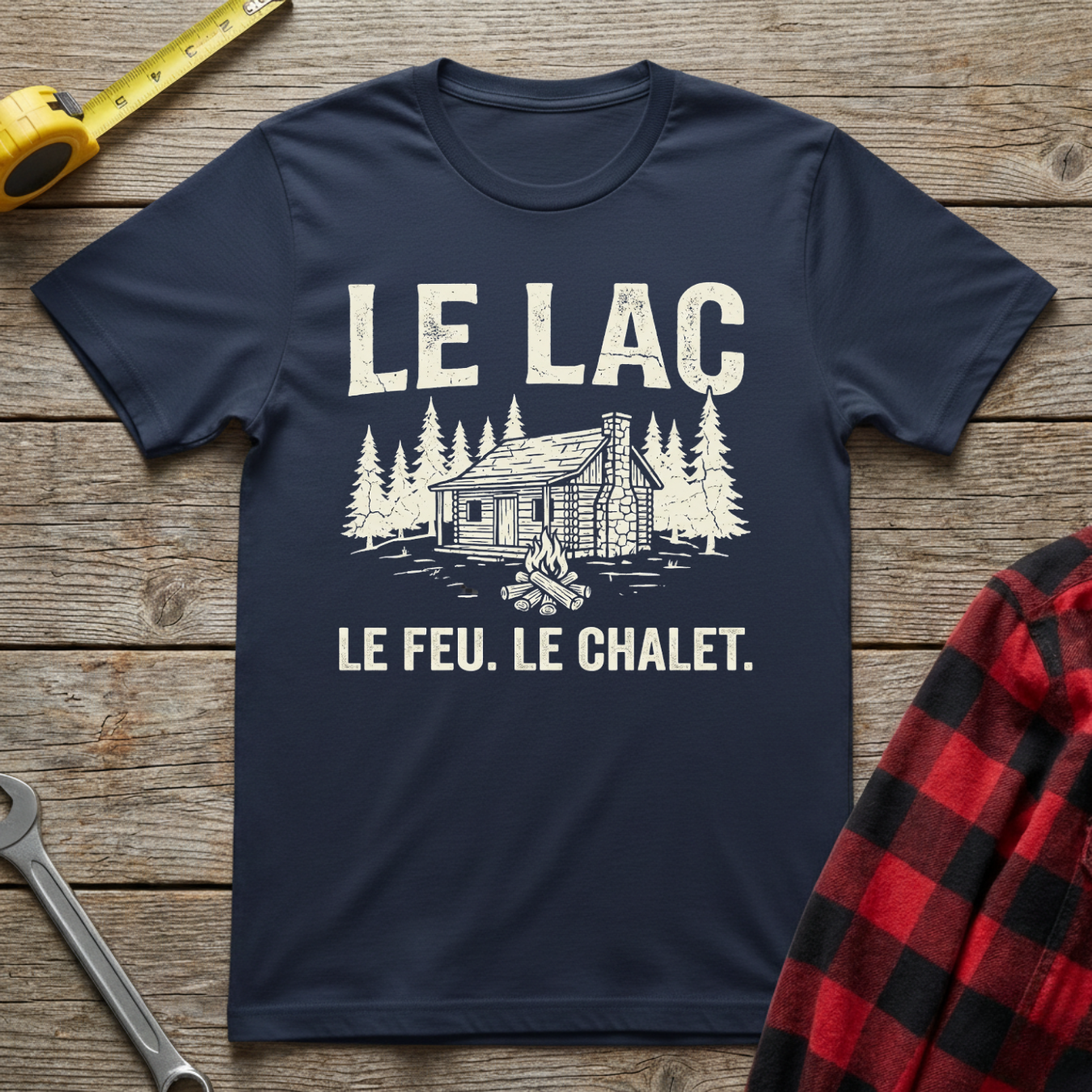 Lac, Feu, Chalet T-Shirt